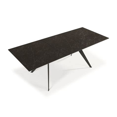 Mesa De Jantar Extens Vel Em Cer Mica Preta E Metal X X