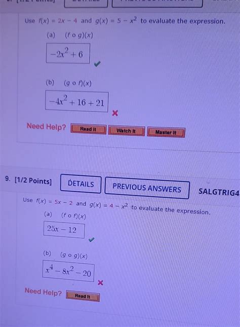 Solved Use F X 2x−4 And G X 5−x2 To Evaluate The