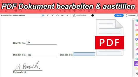 PDF Dokument bearbeiten ausfüllen speichern Anleitung Pdf Datei