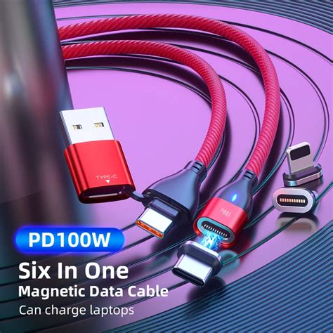 Cqxsmax Magnetic Usb Cable For Iphone Pd 100w Usb Type C Data Cable For Xiaomi Samsung Fast