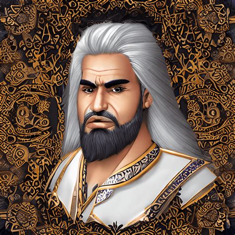 Persian Strong Hero White Hair Graphic · Creative Fabrica