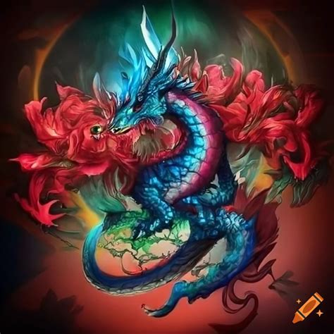 Artwork Of A Majestic Dragon In Emerald And Blue Colors On Craiyon