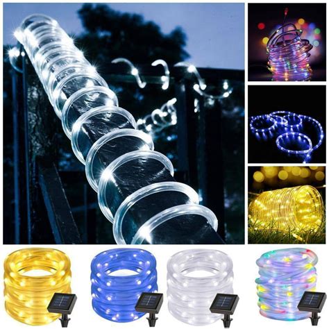 Solar String Lights Outdoor Updated 50 LED Solar Rope Lights Outdoor