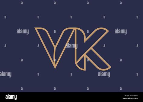 Brown Blue Line Alphabet Letter Vk V K Logo Combination Icon For A