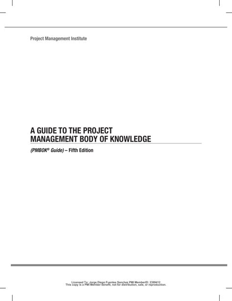 A Guide To The Project Management Body Of Knowledge Pmbok 5th Edition