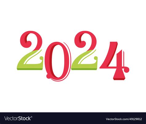 2024 Number Font Design Royalty Free Vector Image