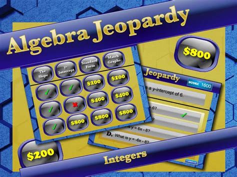 Interactive Math Game Algebra Jeopardy Integers Media4math