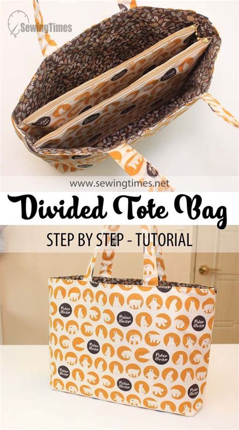 Double Zipper Divided Tote Bag Tote Bags Sewing Tote Bag Pattern