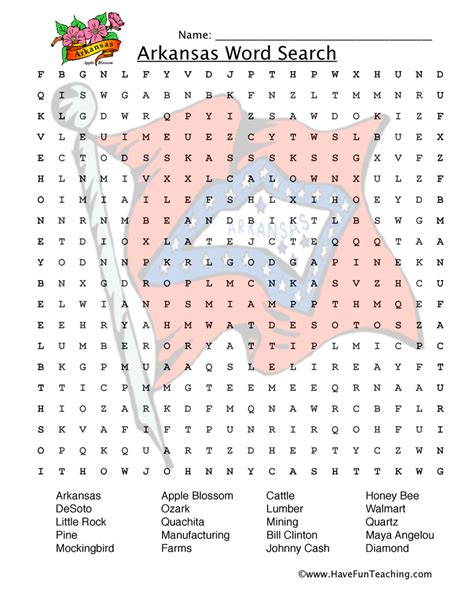 Arkansas Word Search Worksheet Have Fun Teaching