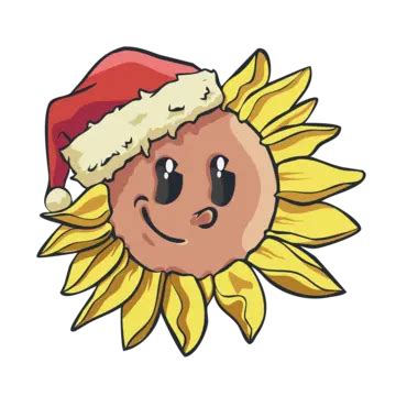 Smiling Sunflower Wearing A Santa Hat Vector Sunflowers Smiling