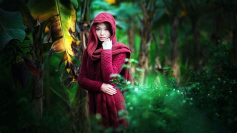 Wallpaper Forest Women Outdoors Model Depth Of Field Long Hair