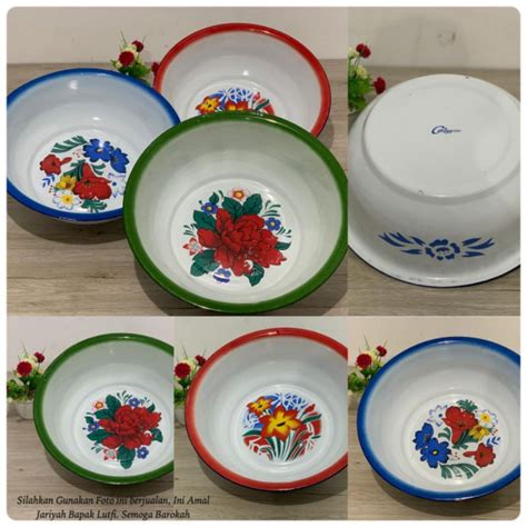 Jual Baskom Enamel Seng Kaleng Jadul Cm Motif Bunga Baskom Jadul