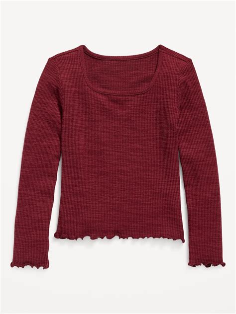 Cozy Rib Knit Long Sleeve Top For Girls Old Navy Long Sleeve Knit