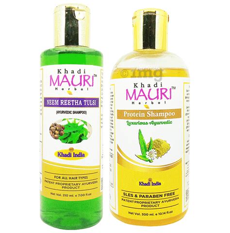 Khadi Mauri Herbal Combo Pack Of Neem Reetha Tulsi 210ml Protein