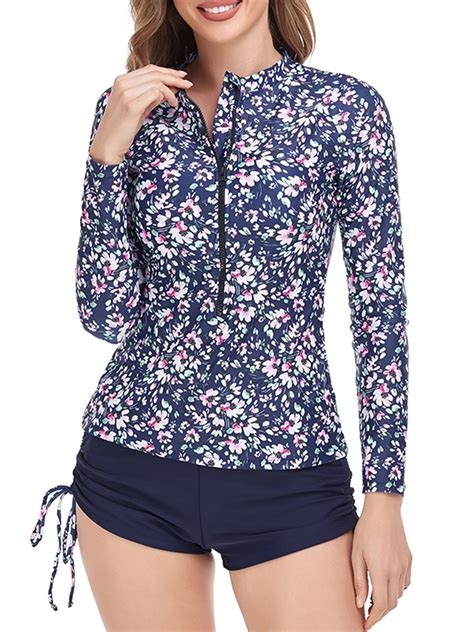 2023 Lange H Lse Surf Badeanzug Floral Gedruckt Bademode Frauen Zipper