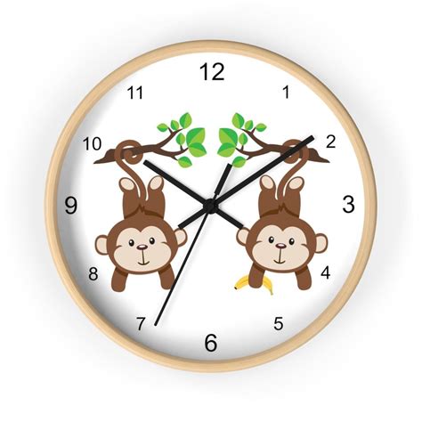 Hanging Monkey Clock Baby Boy Nursery Wall Art Decor Kids Room Decor