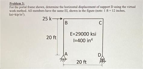 Solved Problem 3 For The Portal Frame Shown Determine The