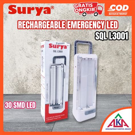 Jual Lampu Darurat LED Emergency Lamp SURYA SQL L3001 Rechargeable Cas