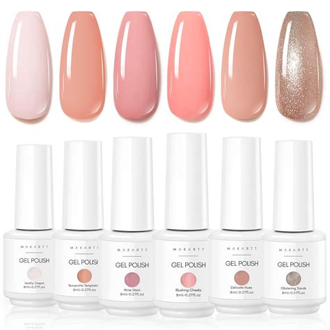 Makartt Esmalte de uñas de gel tonos de piel color nude rosa marrón