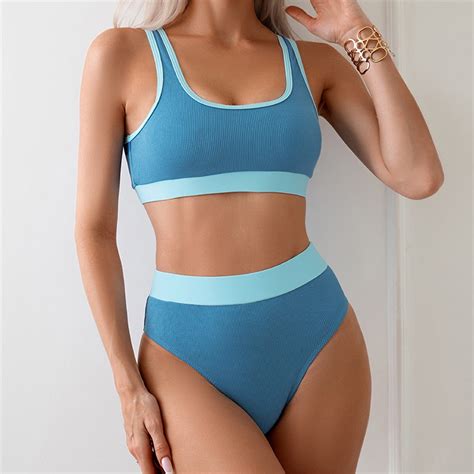 Idall Bikini Sets Bathing Suit Women S High Waisted Bikini Sets Sporty Two Piece Swimsuits Color