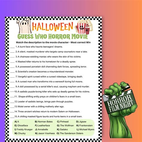 Halloween Horror Movie Trivia Game, Halloween Games Printable, Horror ...