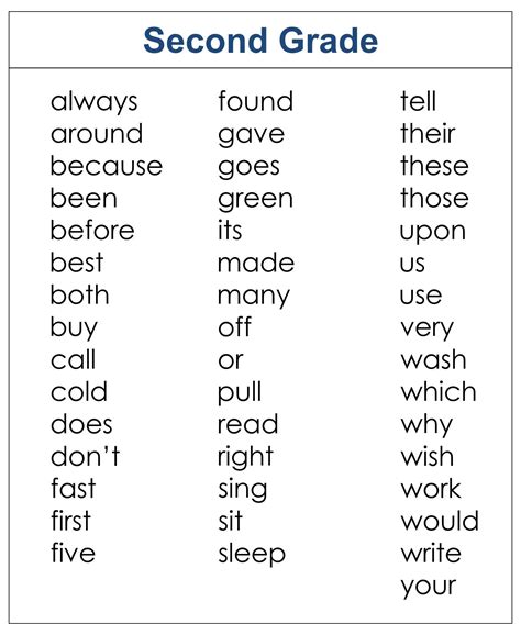 Sight Words Printable Second Grade Sight Words Mrs Martin S Room Hot Sex Picture