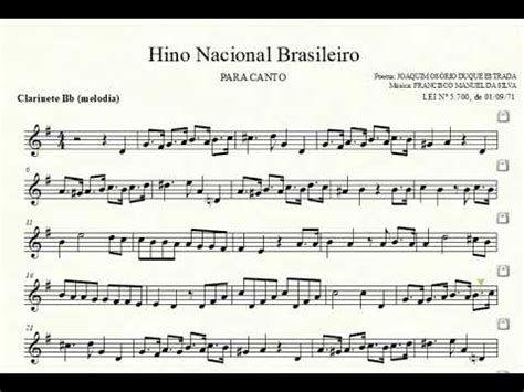 MELODIA DO HINO NACIONAL BRASILEIRO PARA CLARINETE PARTITURA