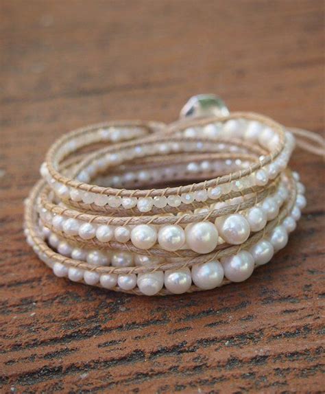 5 Times Wrap Bracelet White Freshwater Pearl Mix Boho Etsy Beadwork