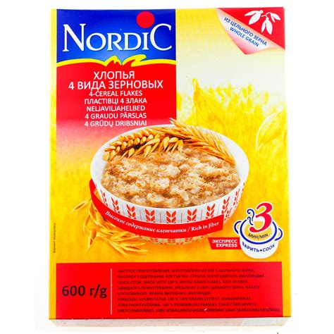 Хлопья мультизлаковые Nordic (Нордик) 600г быстрого приготовления 4 ...