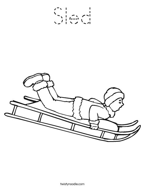 Sled Coloring Page - Tracing - Twisty Noodle