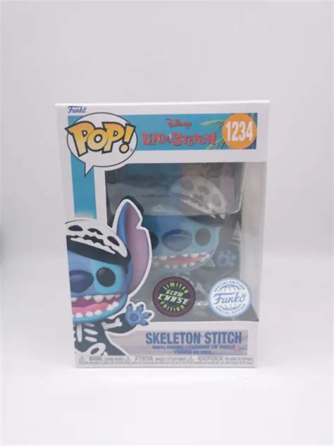 FUNKO POP SKELETON Stitch Disney 1234 Chase Glow In The Dark Funko