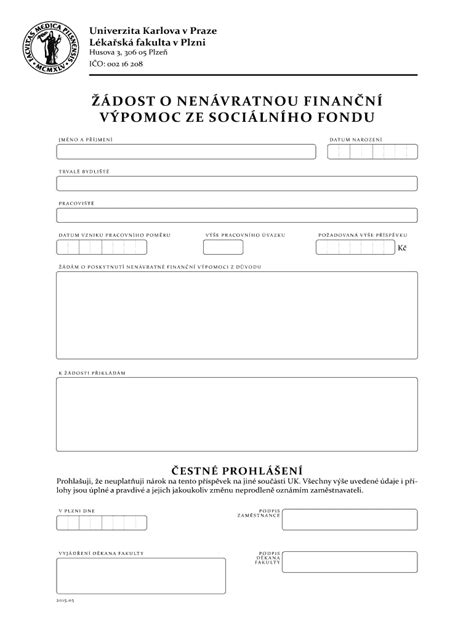 Fillable Online Lfp Cuni Dost O Nenvratnou Finann Vpomoc Ze Socilnho