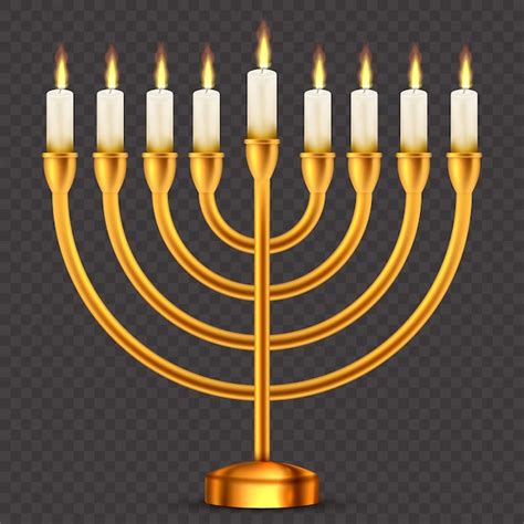 Premium Vector Burning Candles In Menorah On Hanukkah Vector