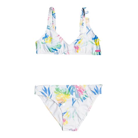 Roxy Good Romance Bralette Kız Çocuk Bikini Seti BRIGHT WHITE PATCHWORK