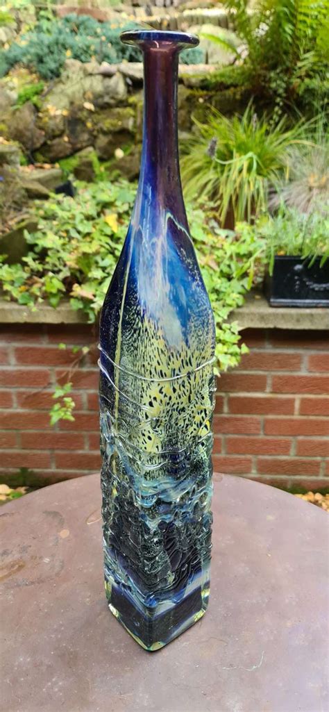 Mdina Glass Trailed Glass Bottle Vase C1975