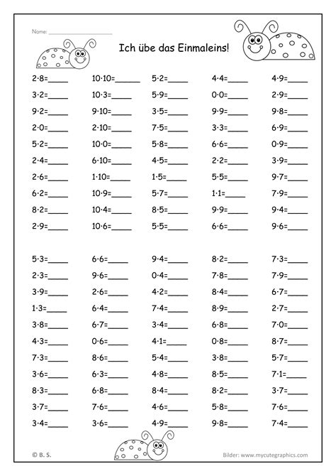 Aufgaben Kostenlos Einmaleins Arbeitsblätter Zum Ausdrucken Pdf