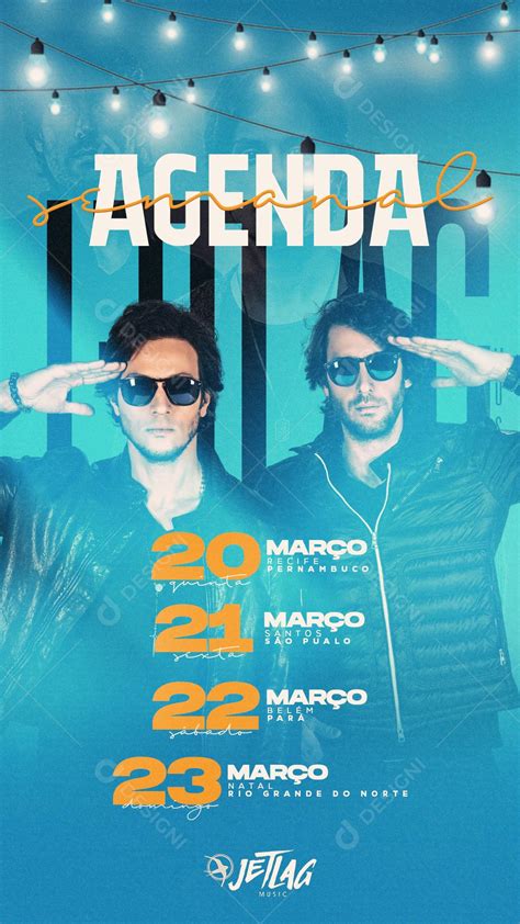 Flyer Agenda Semanal Shows Março Social Media PSD Editável download