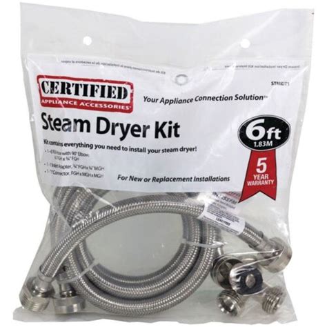 Stmkit1 Certified Appliance Braided Stainless Steel 6ft Steam Dryer Installation Kit