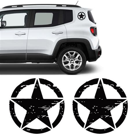 Kit Adesivos Estrela Militar Corro Da Jeep Renegade Preto Sportinox