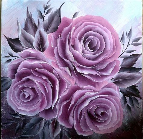 Shabby chic Roses acrylic painting on canvas One stroke | Etsy