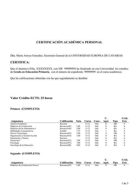 Certificaci N Acad Mica Personal Universidad Europea De Canarias