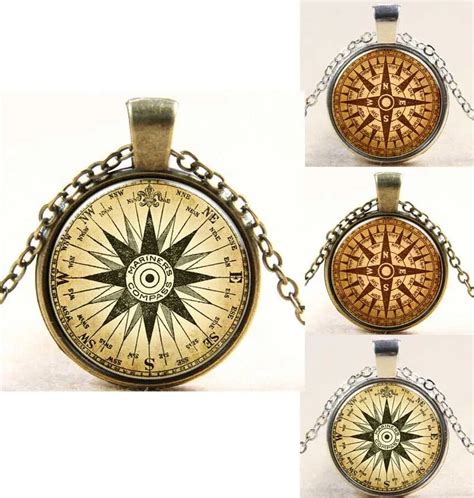 Factory Price Women Vintage Compass Pendant Necklace Old Fashioned Antique Picture Jewelry Zinc