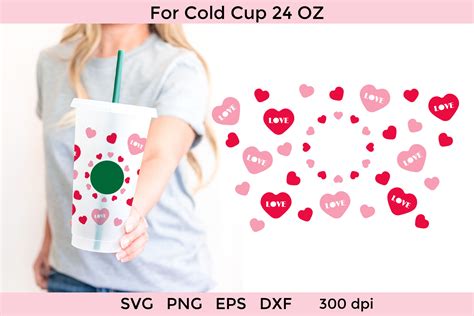 Hearts Starbucks Venti Cold Cup Oz Svg Cup Wrap Svg By Olyate