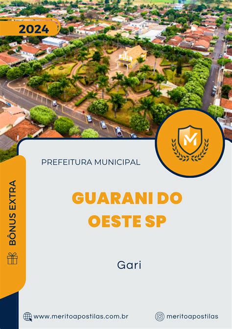 Apostila Gari Prefeitura de Guarani do Oeste SP 2024 Mérito Apostilas