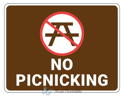 Printable No Picnicking Campground Sign