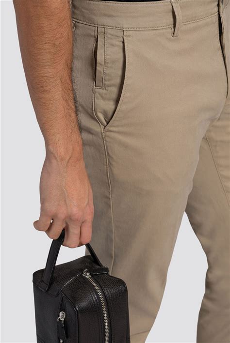 Concrete Slim Fit Beige Chino Trousers