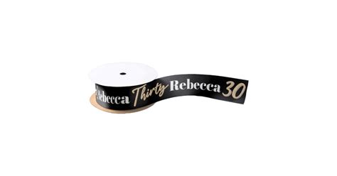 Thirty 30th Birthday Name Black White Gold Ribbon Zazzle