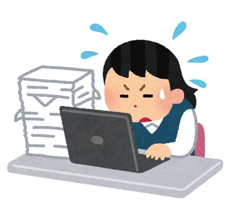 無料イラスト かわいいフリー素材集 忙しく仕事をしている女性会社員のイラスト