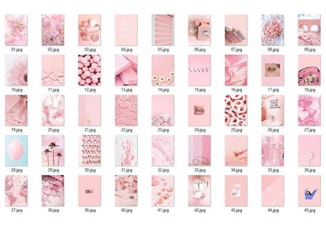 Blush Pink Wall Collage Kit Light Pink Aesthetic Photo Etsy