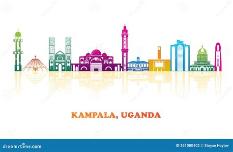 Colourfull Skyline Panorama of City of Kampala, Uganda Stock Vector ...